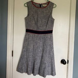 Boden Gray Midi Dress with Red Trim